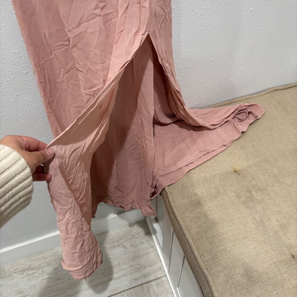 Reformation Dusty Pink Spaghetti Strap Square Neck Midi Dress with Slit - Picture 4 of 8
